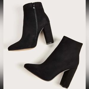 Black Chunky Heel Bootie